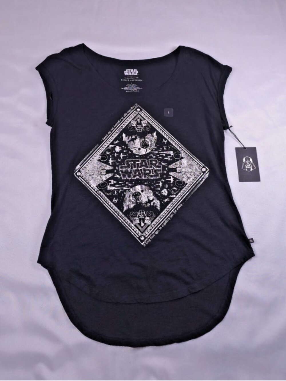 Star Wars Rock Republic Womens Large Black Graphic Tee NWT Darth Vader Top